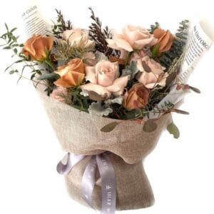 11 cappucino sandy roses bouquet