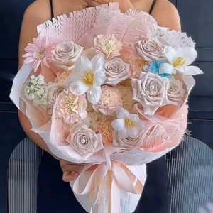Blush Symphony｜Tulips & Gerberas & Carnations Mixed Bouquet