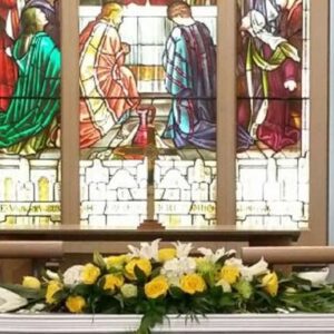 Casket funeral flower arrangement 1000Lx500W 1