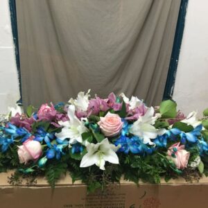 Casket funeral flower arrangement 1000Lx500W 2