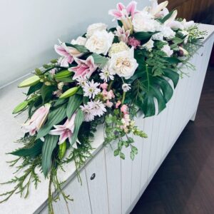 Casket funeral flower arrangement 1000Lx500W 5