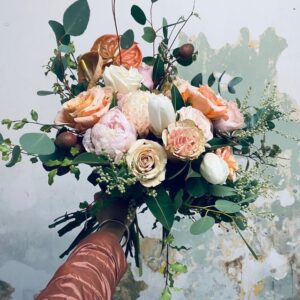 Peony , rose, anthurium and gum nut bridal Bouquet
