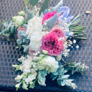Rose , Dragon snap and babyâ€™s breath bridal Bouquet