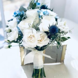 Rose and delphinium Bridal Bouquet