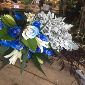 Short base funeral flower arrangement 400Lx300W 2