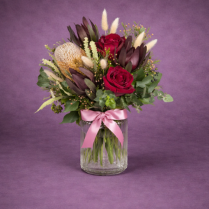 Elegant Floral Arrangement with Pink Ribbon –