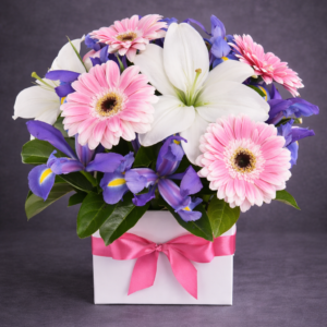 Elegant Floral Bouquet in Gift Box –