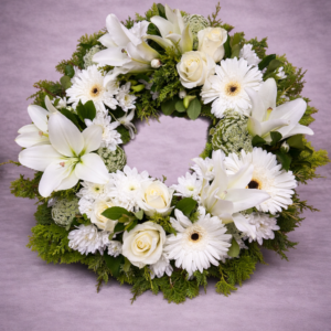 Elegant White Floral Wreath –