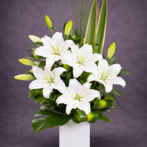 Elegant White Lilies in Minimalist Vase –