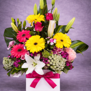 Vibrant Floral Arrangement in Gift Box –
