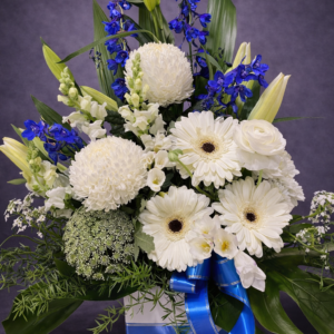 Floral Elegance with Blue Accents –