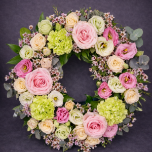 Floral Wreath in Soft Pastel Hues –