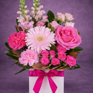 Pink Floral Bouquet in a Gift Box –