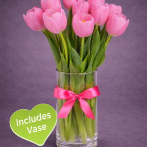 Pink Tulips in a Glass Vase –