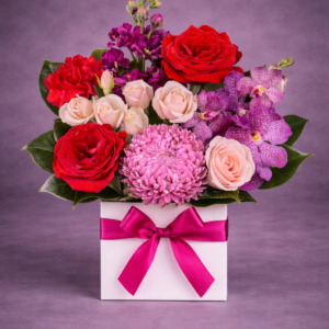 Vibrant Floral Gift Box Arrangement –