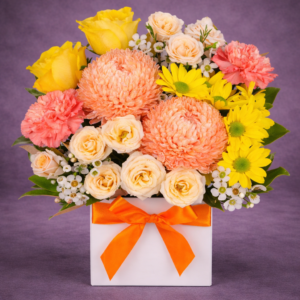 Vibrant Floral Gift Box Bouquet –
