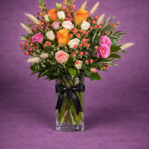 Vibrant Floral Bouquet in Glass Vase Signature –