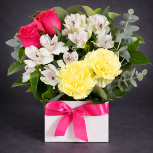 Vibrant Bouquet in a White Box –