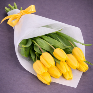 Yellow Tulips Wrapped in White Paper