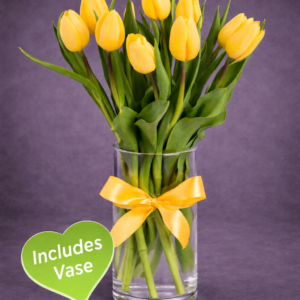 Yellow Tulips in Glass Vase